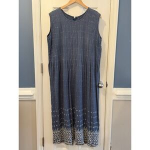 Vintage Appraisal Plus Blue Cottagecore Prairie Maxi Dress Size 16 Eyelet Linen